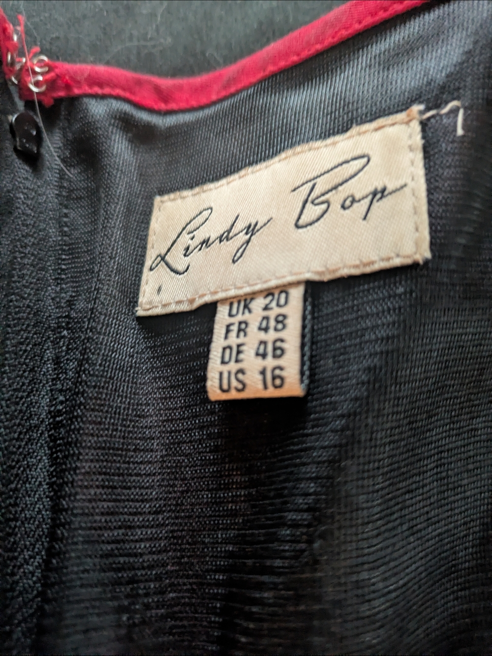 Lindy Bop Black Dress with Red Trim - Picture 2 of 4